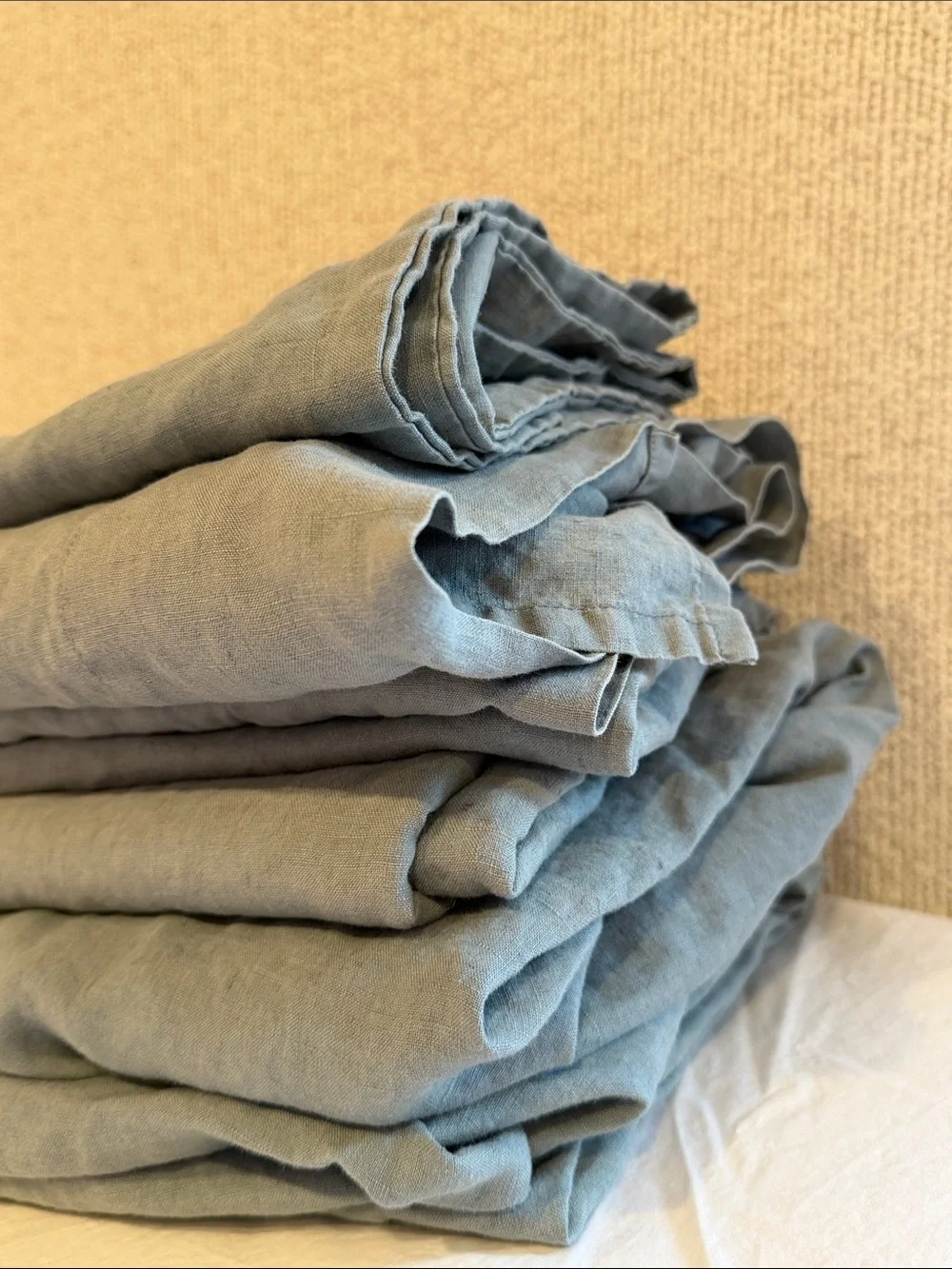 Quince European Linen Dusty Blue Sheet Set - Only 1 pillowcase Queen